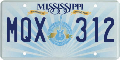MS license plate MQX312
