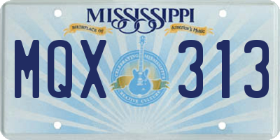 MS license plate MQX313