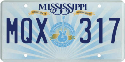 MS license plate MQX317