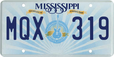 MS license plate MQX319