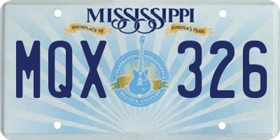 MS license plate MQX326