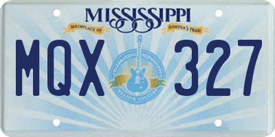 MS license plate MQX327