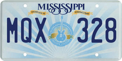 MS license plate MQX328
