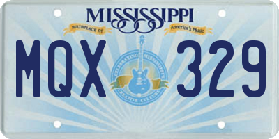 MS license plate MQX329