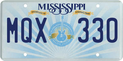 MS license plate MQX330
