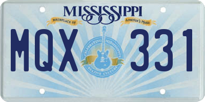 MS license plate MQX331