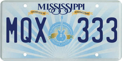 MS license plate MQX333