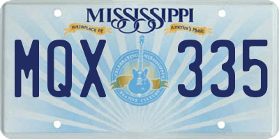 MS license plate MQX335