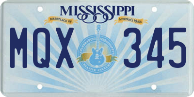 MS license plate MQX345