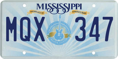 MS license plate MQX347