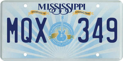 MS license plate MQX349