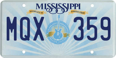 MS license plate MQX359
