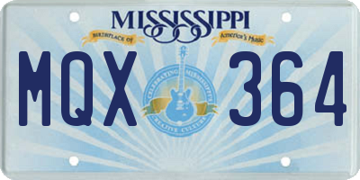 MS license plate MQX364