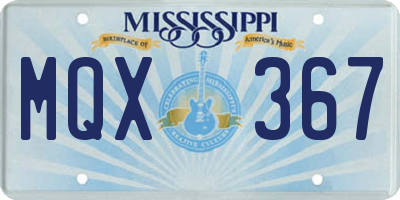 MS license plate MQX367