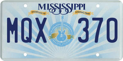 MS license plate MQX370