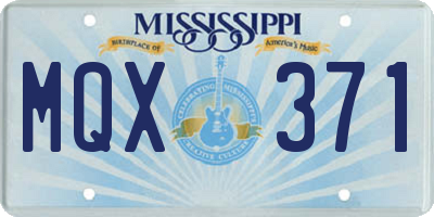 MS license plate MQX371