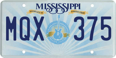 MS license plate MQX375
