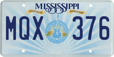 MS license plate MQX376