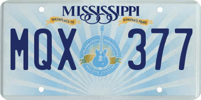 MS license plate MQX377
