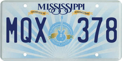 MS license plate MQX378