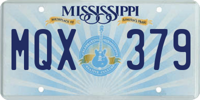 MS license plate MQX379