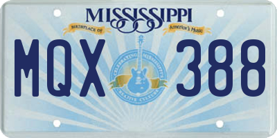 MS license plate MQX388