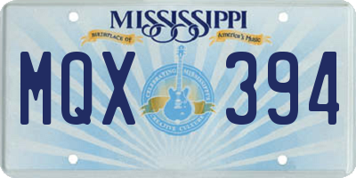 MS license plate MQX394