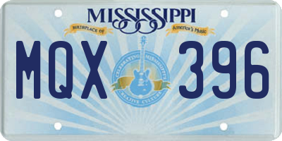 MS license plate MQX396