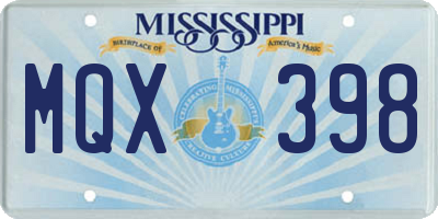 MS license plate MQX398