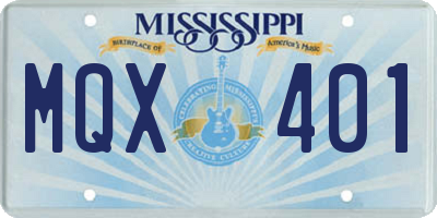 MS license plate MQX401