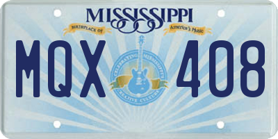 MS license plate MQX408