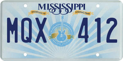MS license plate MQX412