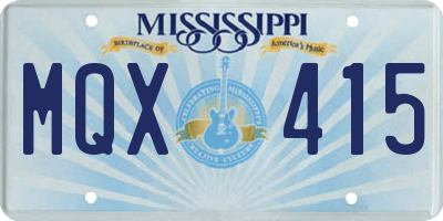 MS license plate MQX415