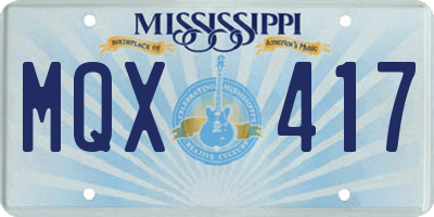 MS license plate MQX417