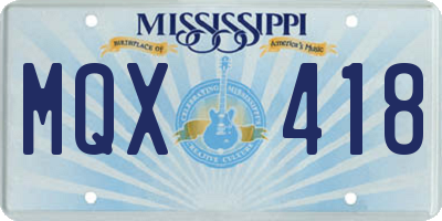MS license plate MQX418