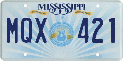 MS license plate MQX421