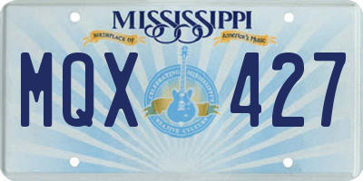 MS license plate MQX427