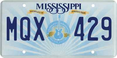 MS license plate MQX429