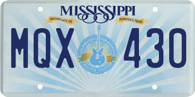 MS license plate MQX430