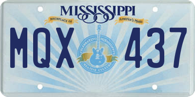 MS license plate MQX437