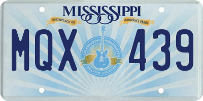 MS license plate MQX439