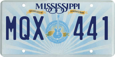 MS license plate MQX441