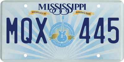 MS license plate MQX445
