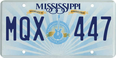 MS license plate MQX447