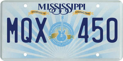 MS license plate MQX450
