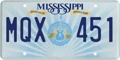 MS license plate MQX451