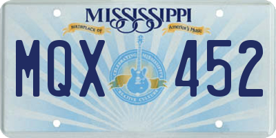 MS license plate MQX452