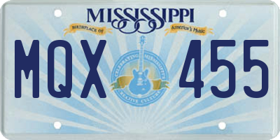 MS license plate MQX455
