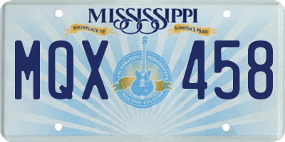 MS license plate MQX458