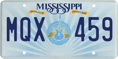 MS license plate MQX459